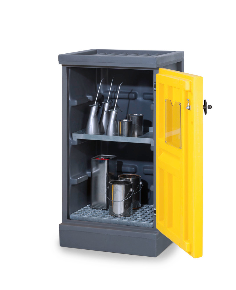 PolyStore Chemical Storage Cabinet - W 60 cm - Drip Tray - Galvanized Grid Shelf - Type PS 611-1.1 - 2