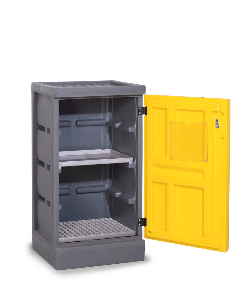 PolyStore Chemical Storage Cabinet - W 60 cm -Drip Tray - 1 Grate V2A - Type PS 611-1.1 - 2