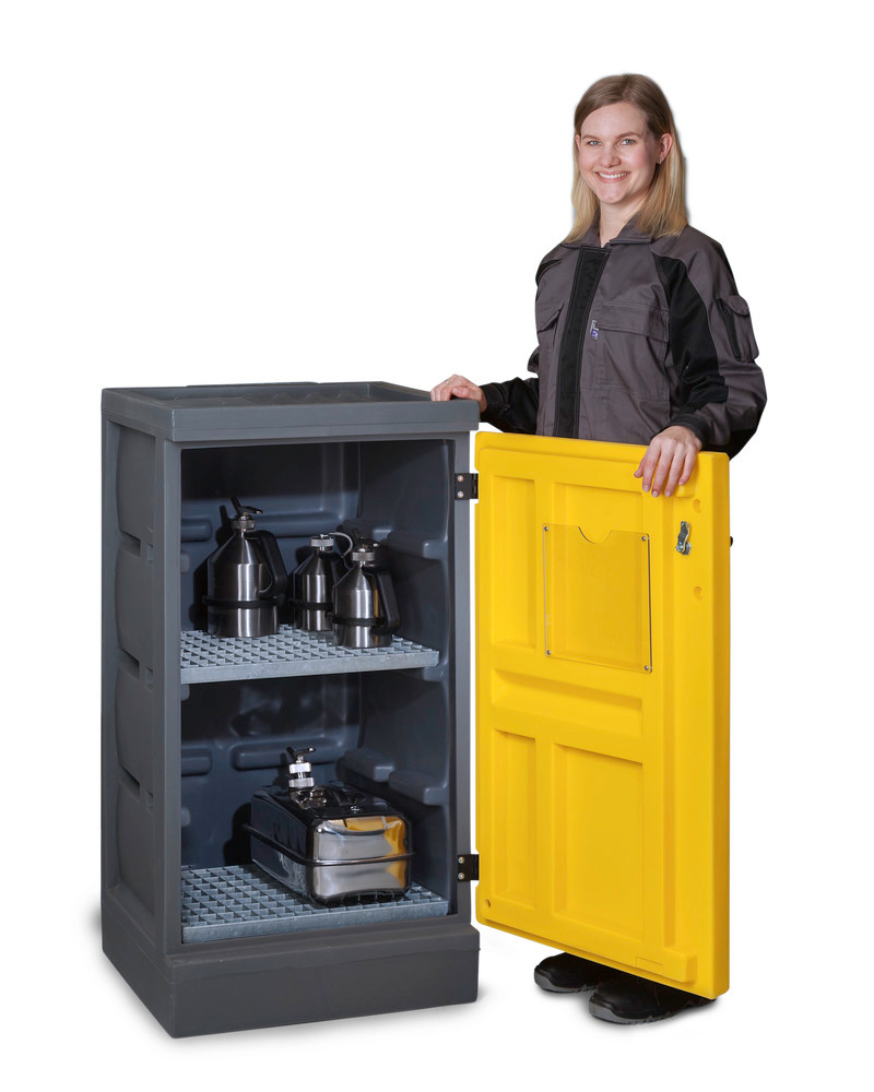 PolyStore Chemical Storage Cabinet - W 60 cm - Includes 2 Galvanized Gratings  - Type PS 611-2 - 1