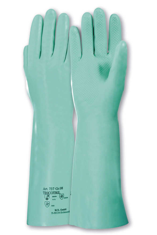 KCL nitrile prot. gloves Tricotril, contoured to fit hand, Category III, Sz. 8, pack = 10 pairs - 1