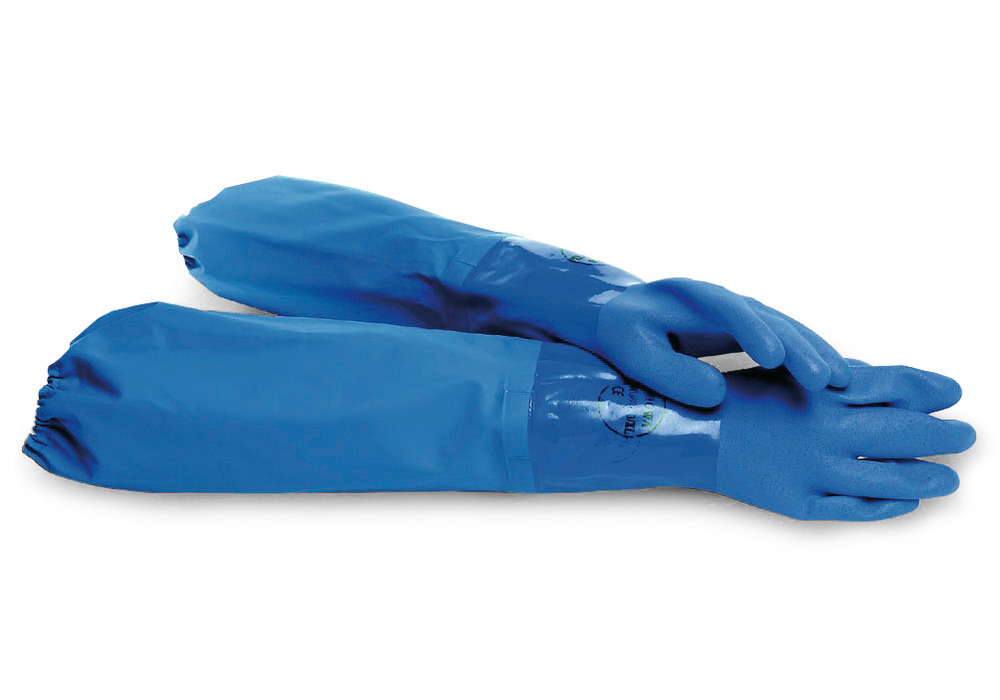 Gants de protection chimique en coton, manchettes PVC montées à chaud, cat III, taille 9, 1 paire - 1