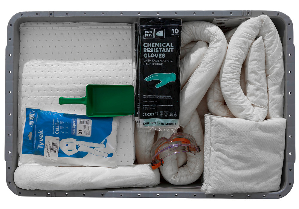 Kit d'absorbants anti-pollution DENSORB, absorbants en box avec couvercle et roulettes, « huile » - 3