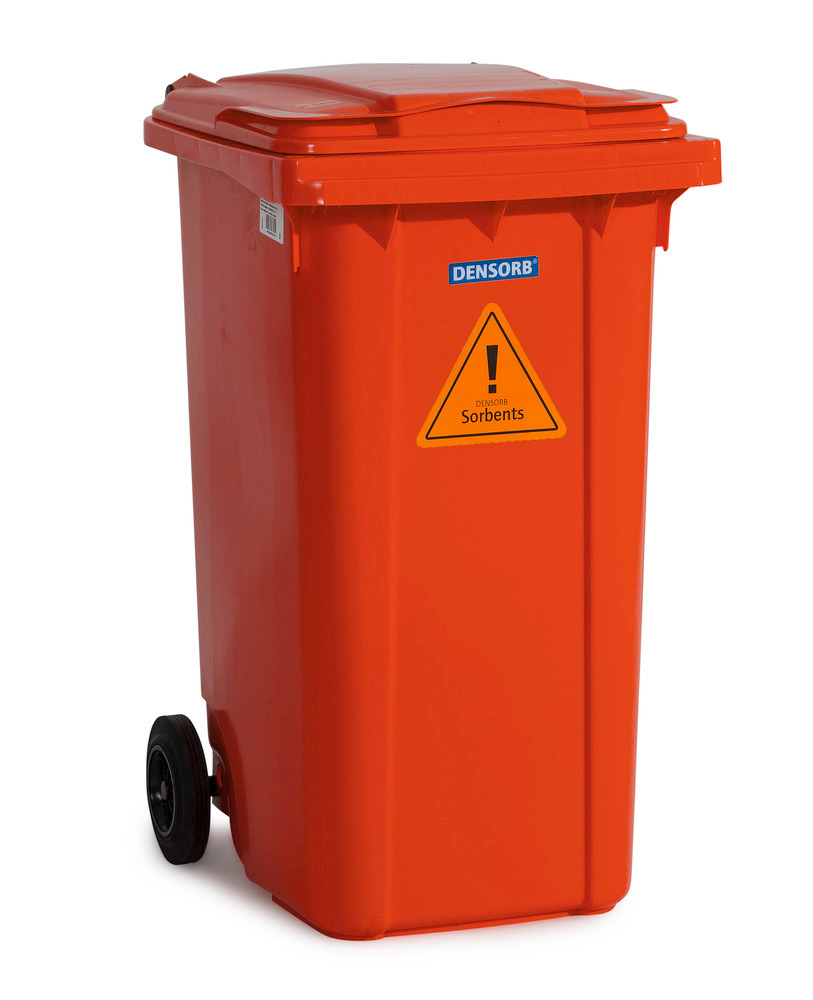 Set de absorbentes Aceite DENSORB en contenedor de basura rojo con ruedas de 240 litros - 2