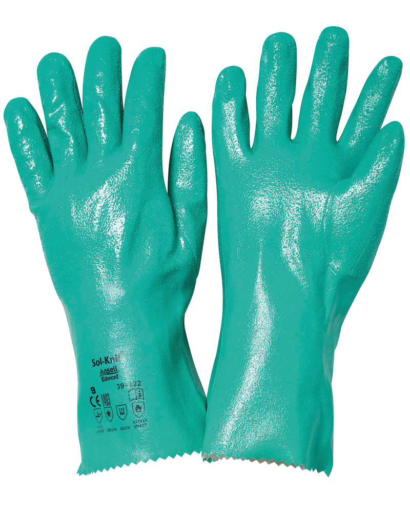 Luvas de proteção contra químicos Ansell Sol-Knit, categoria III, tamanho 8, embalagem 12 pares - 1