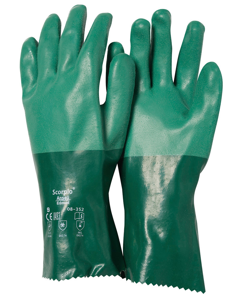 Rękawice ochronne do chemikaliów Ansell Scorpio, kat. III, rozmiar 10, w opakowaniu 12 par - 1