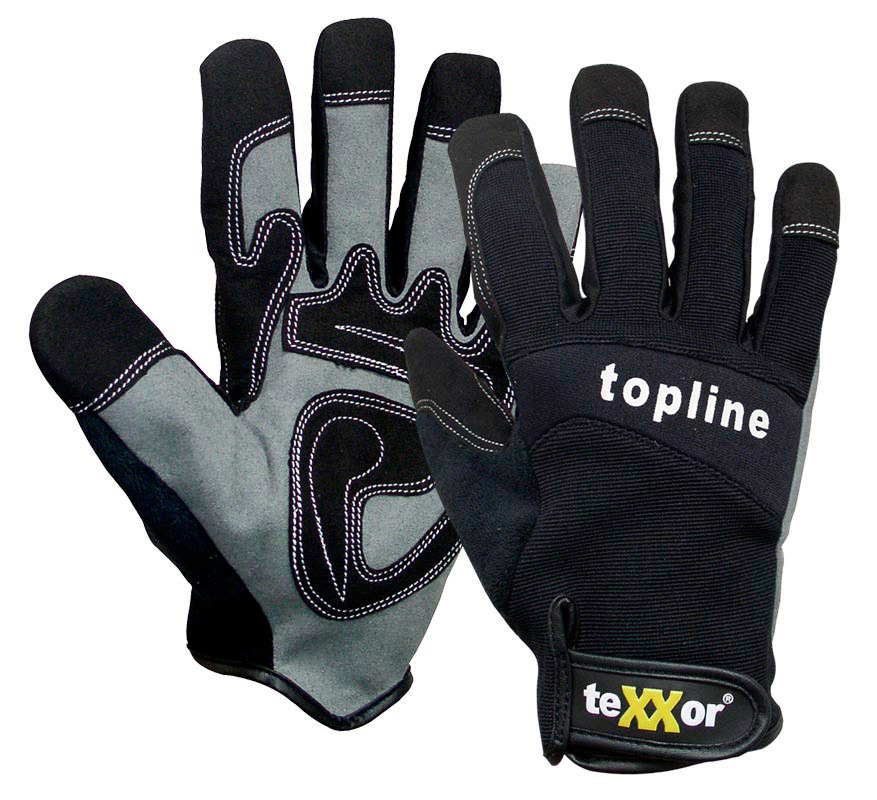 Mechanic gloves, Topline 2520,  artif. leather, grey/black, velcro, Cat I, Sz. 8, Pack = 12 pairs - 1