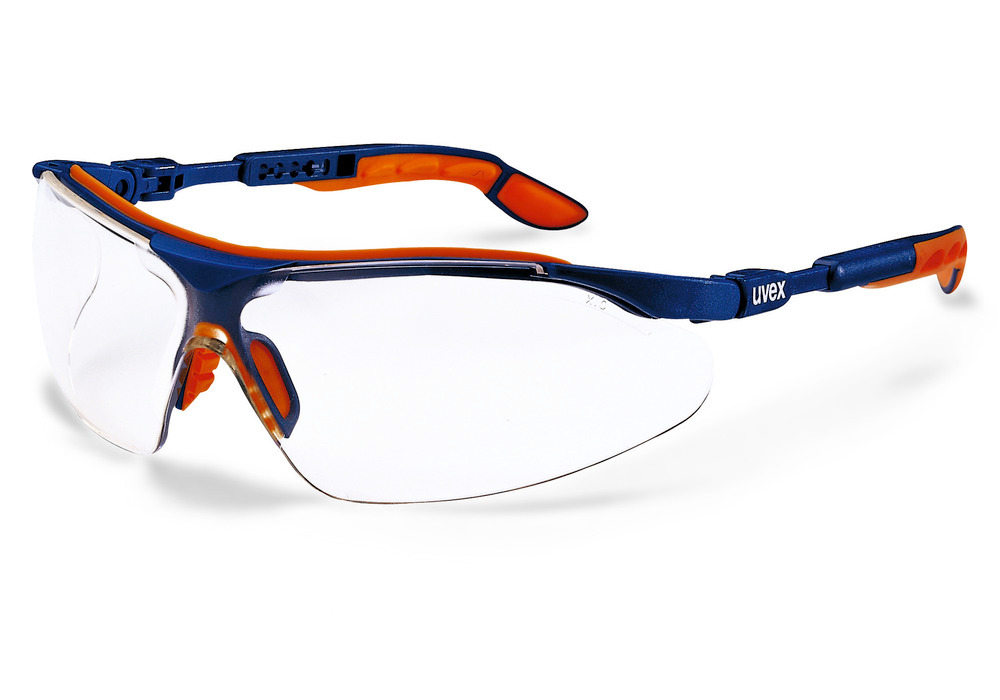 Safety spectacle uvex i-vo 9160 with duo component technology, blue-orange with clear lense - 1