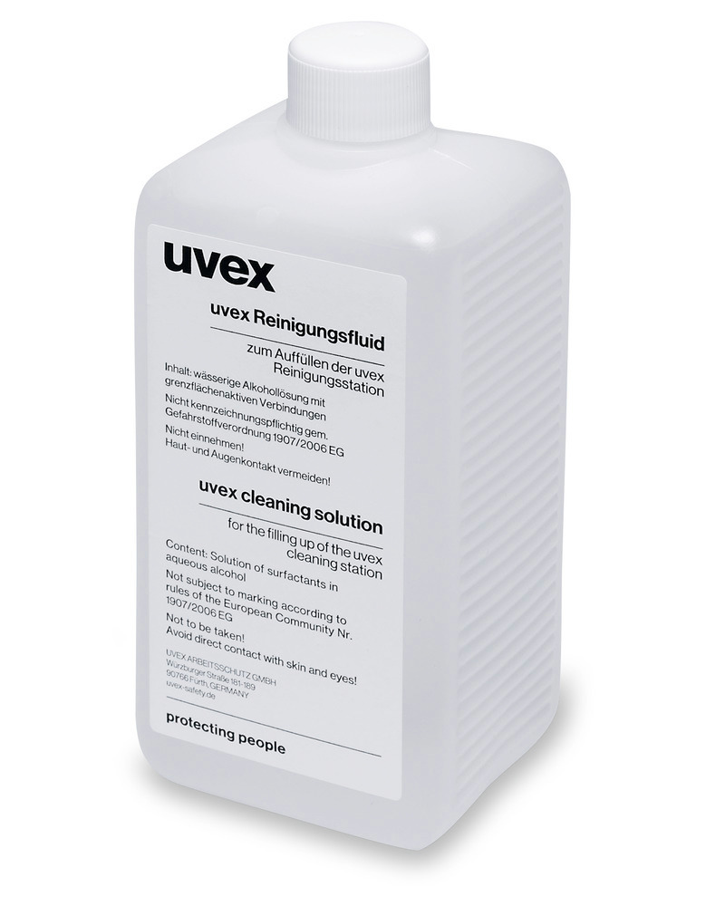 Liquido detergente uvex 9972100, 500 ml, per stazione di pulizia occhiali uvex 9970002 - 1