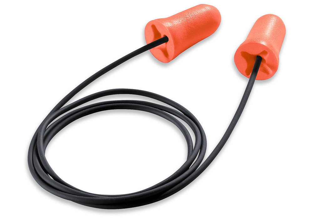 Disposable hearing protection plug uvex com4-fit with cord, SNR 33, light orange, 100 pairs - 1