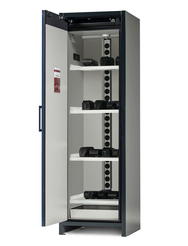 asecos lithium-ion charging cabinet, 90 min fire resistant, 4 shelves, 1 door - 1