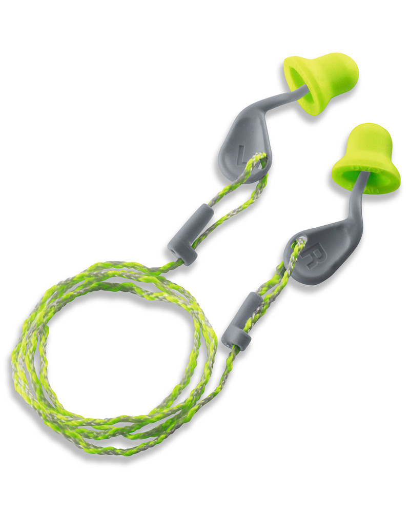 The innovative uvex xact-fit, based on the anatomy of the ear, SNR 26, with cord, lemon/grey - 1