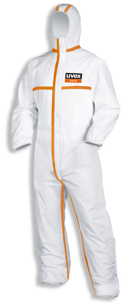 Chemical protection overall uvex 4B, Category III, Model 4, white/orange, Sz. S - 1