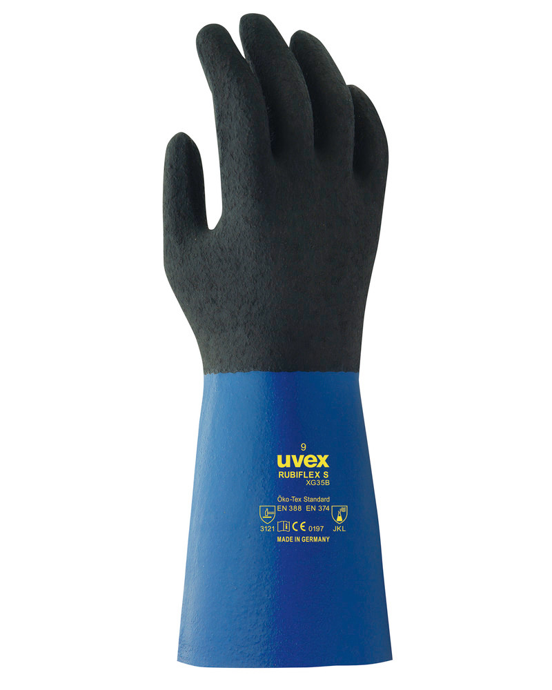 Guanto prot. per sost. chim. uvex rubiflex S XG - 35B, cat. III, 35 cm, tag. 8, conf. = 10 paia - 1