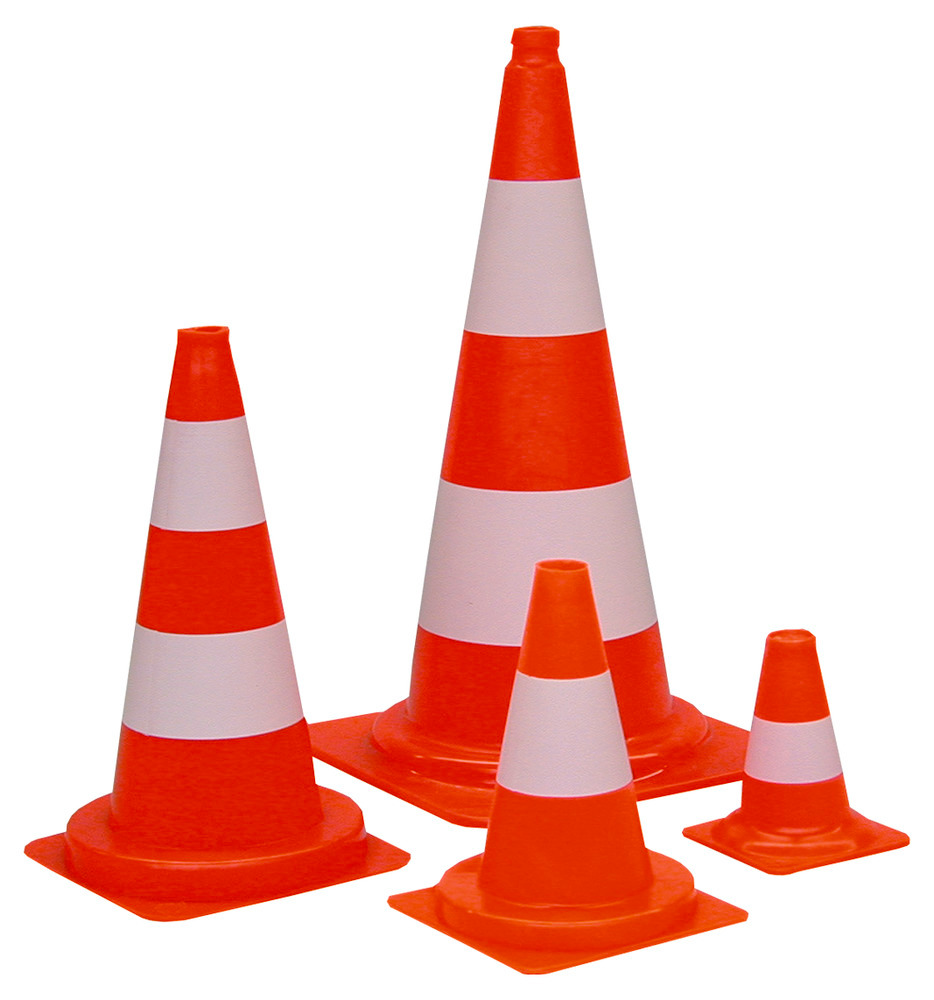 Traffic Cone, PVC, with 1 white ring, fluorescent, height 300 mm - 1