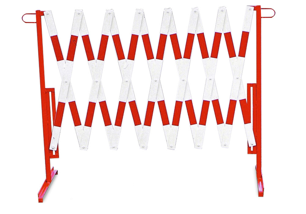 Barrera de protección tipo tijera en acero, con bandas reflectoras en rojo - 1