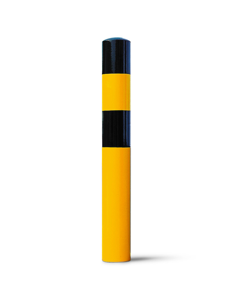 Impact protection bollard in steel for setting in concrete, Ø 90 mm, H 1600, yellow/black - 1