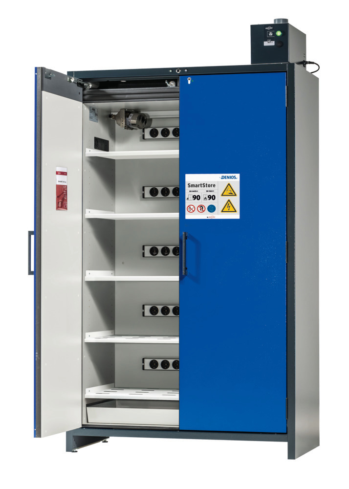 Batteriskap Asecos- SmartStore 2.0 for lading av litium-ion-batterier, 5 hyller, B 1200 mm - 9