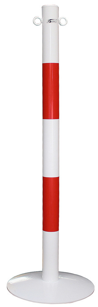 Kettenständer, 2-teilig, mit 2 roten Streifen, gewölbte Bodenplatte weiß - 1