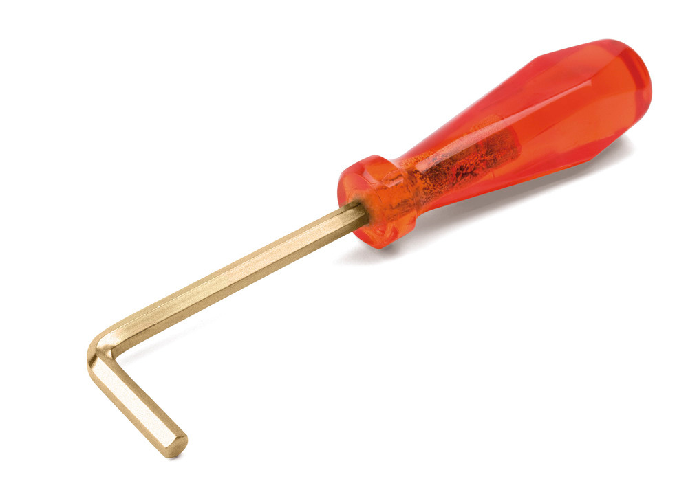 6-kant Stiftschlüssel-Schraubendreher, Winkelgriff, 5 mm, Sonderbronze, funkenfrei, für Ex-Zonen