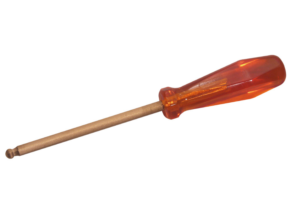 Ball-head screwdriver, 10 x 150 mm, copper beryllium, spark-free, for Ex zones