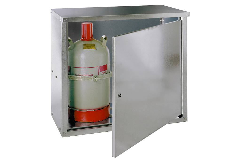 Gas cylinder cabinet for 2 x 11 kg cylinders, 1-wing door right, galvanised - 1