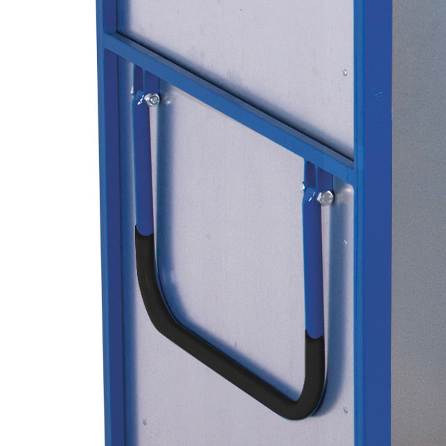 Wózek szafkowy z blaszaną ścianką, drzwi dwuskrzydłowe, zasuwnica, 5 półek, EasySTOP, 1045 x 685 mm - 3