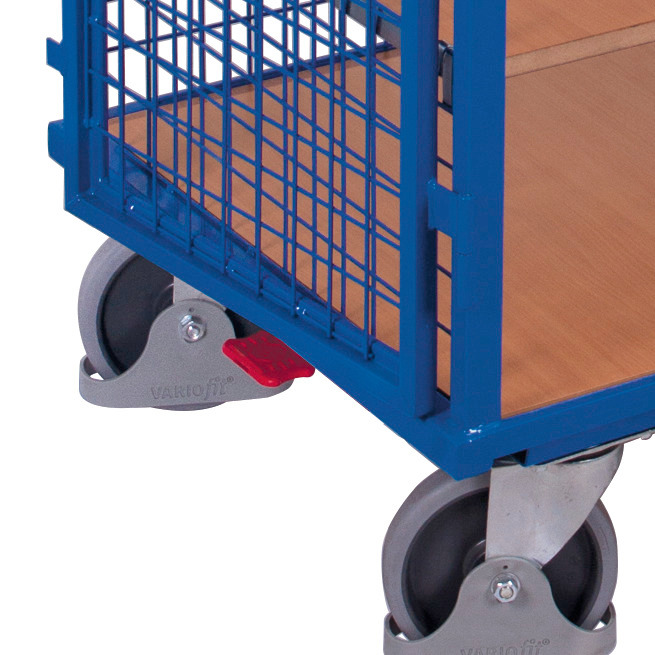 Mesh trolley with 2-wing door and espagnolette lock, 5 shelves, EasySTOP, 1045 x 685 mm - 6