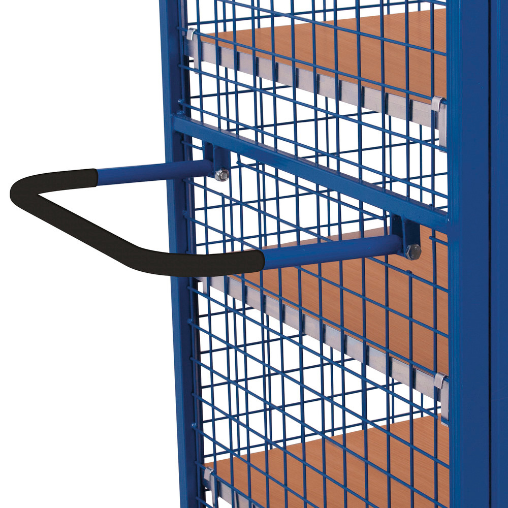 Mesh trolley with 2-wing door and espagnolette lock, 5 shelves, EasySTOP, 1045 x 685 mm - 5