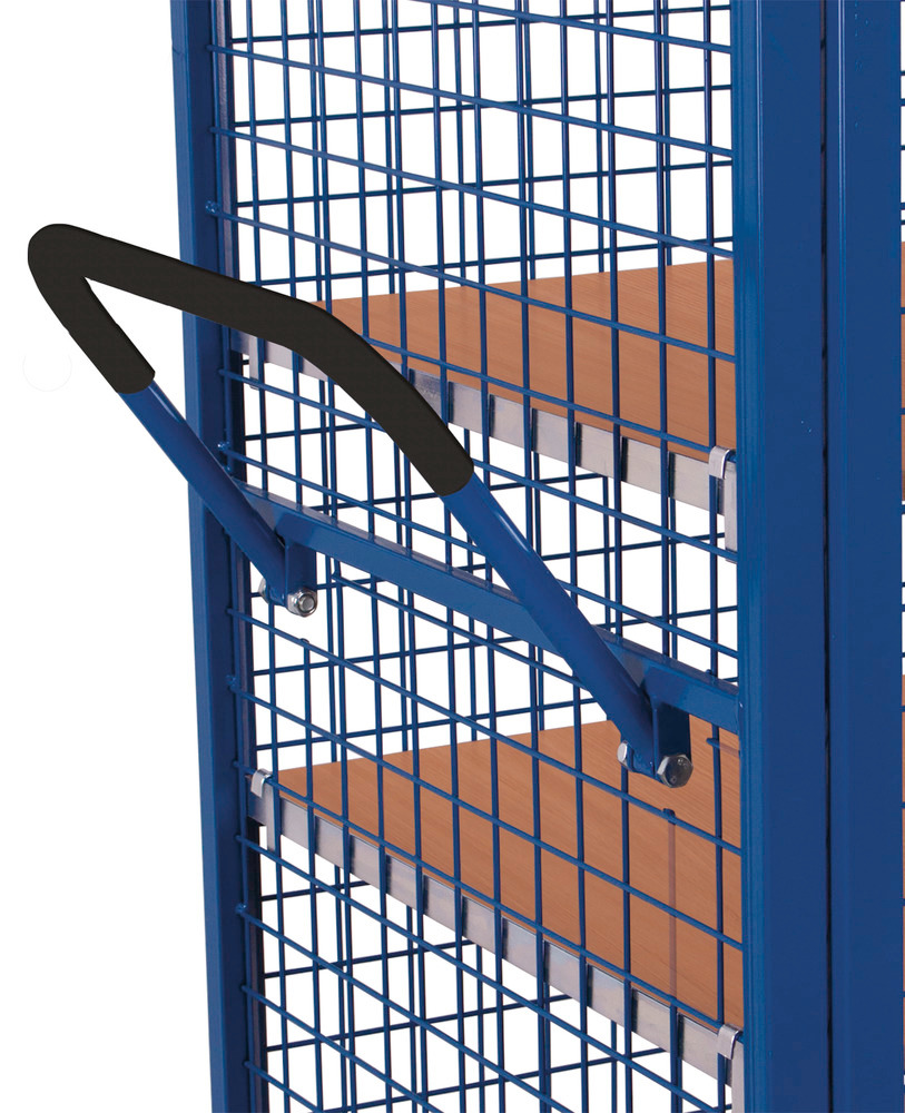 Mesh trolley with 2-wing door and espagnolette lock, 5 shelves, EasySTOP, 1045 x 685 mm - 4