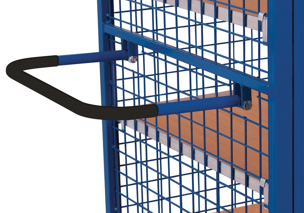 Mesh trolley with 2-wing door and espagnolette lock, 3 shelves, EasySTOP, 1245 x 785 mm - 5