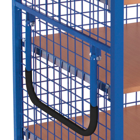 Mesh trolley with 2-wing door and espagnolette lock, 3 shelves, EasySTOP, 1245 x 785 mm - 3