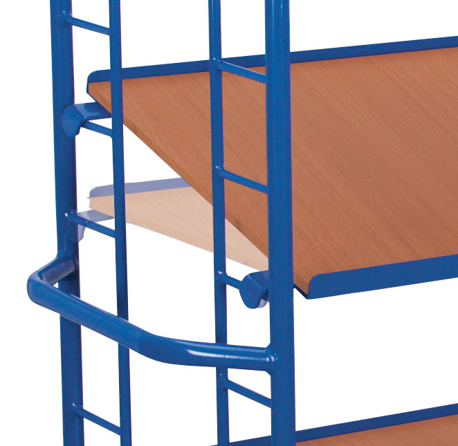 Steel tiered trolley, 3 shelves, 2 tiltable, EasySTOP, height 1575 mm - 2
