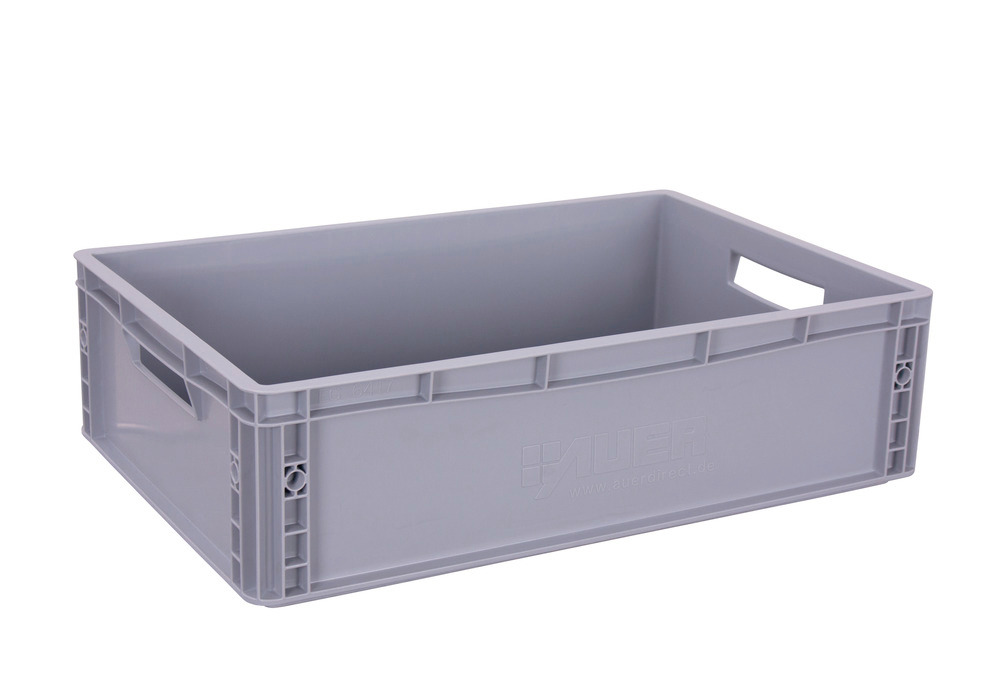 Euro box for occasional trolley, closed bottom and sides, open handles, 600 x 400 x 220 mm - 1