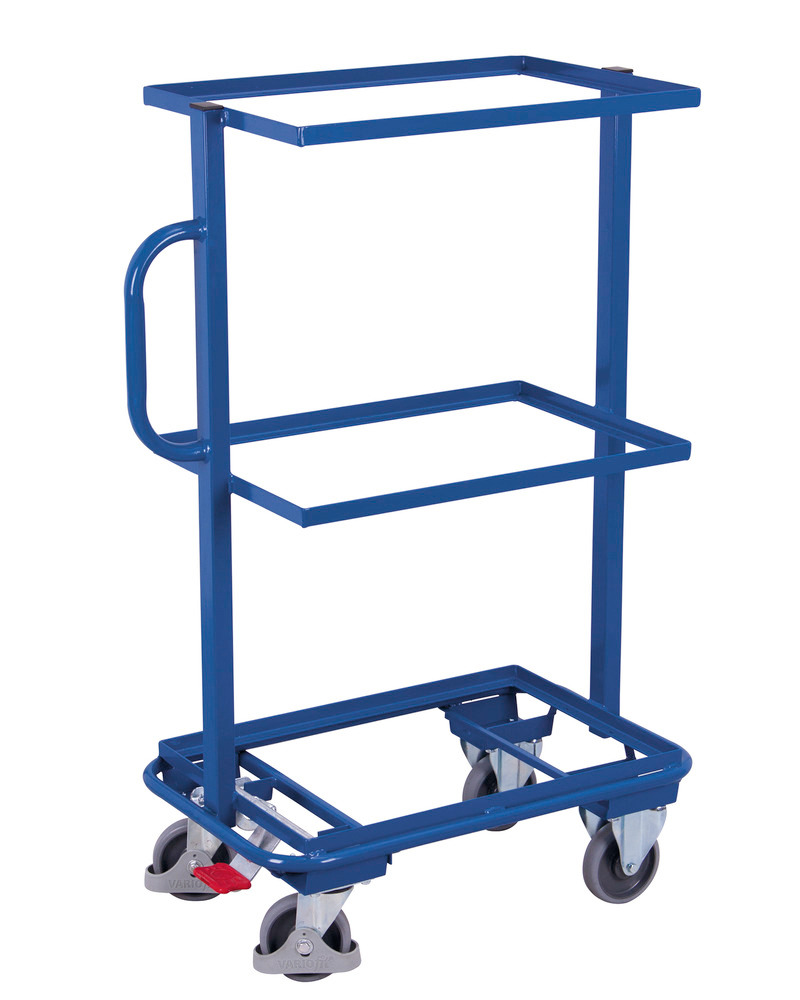 Steel occasional trolley, 3 open + fixed shelves, EasySTOP, 610 x 410 mm - 1