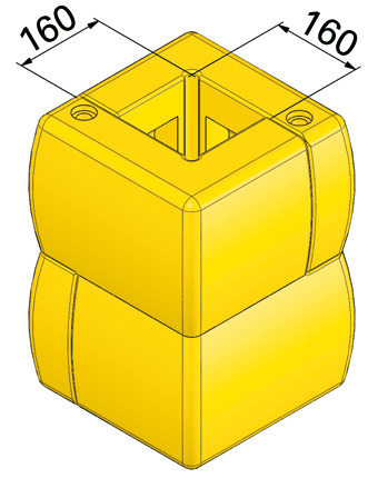 Kolombeschermprofiel 160 (kolom max. 160x160 mm) uit PE, geel, 360 x 360 x 500 mm, set = 2 stuks - 3