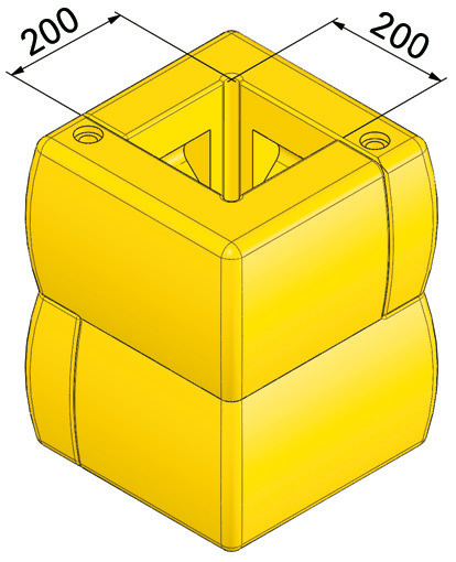 Stĺpik ochranný profil 200 (stĺpiky do 200x200 mm) z PE, žltý 400 x 400 x 500 mm, súprava = 2 ks - 3