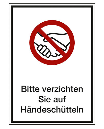 Kombi Schild "auf Händeschütteln verzichten", Kunststoff, 210 x 297 mm