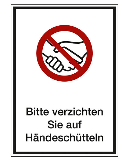 Kombi Schild "auf Händeschütteln verzichten", Folie, 210 x 297 mm - 1