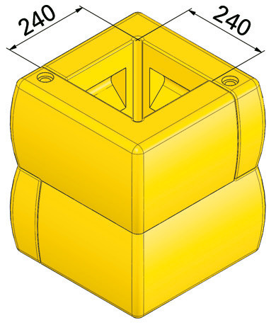 Kolombeschermprofiel 240 (kolom max. 240x240 mm) uit PE, geel, 440 x 440 x 500 mm, set = 2 stuks - 3