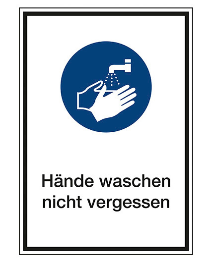 Kombi Schild "Hände waschen nicht vergessen", ISO 7010, Folie 130 x 185 mm