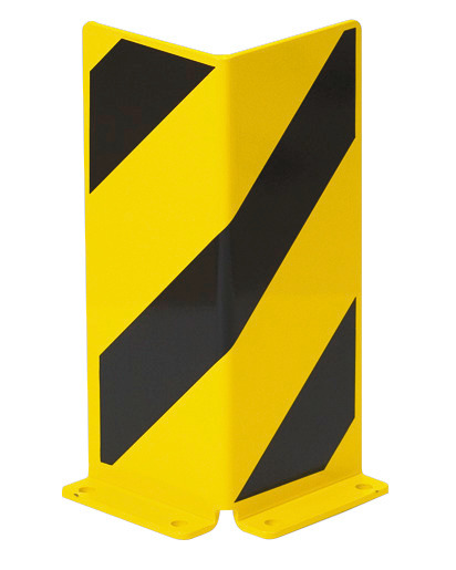 Impact protection corner 400, plastic coated, yellow with black stripes, 400 x 160 mm - 1