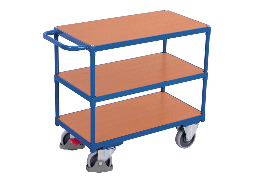 Ciężki wózek stołowy ze stali, 3 półki, lakierowany proszkowo, EasySTOP, nośność 500 kg, 1200x800 mm - 1