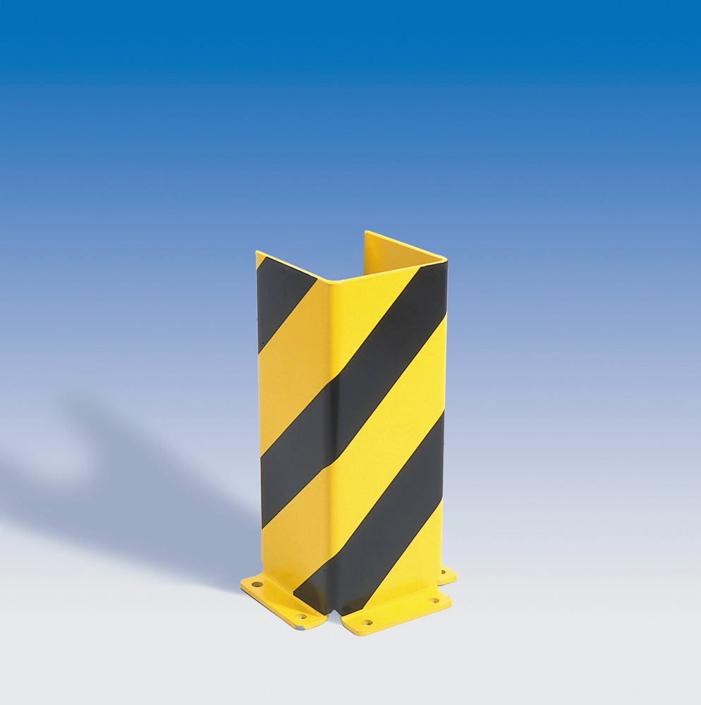 Påkjøringsvern, U-profil 400, kunststoffbelagt, gul med sorte striper, 400 x 160 mm - 1