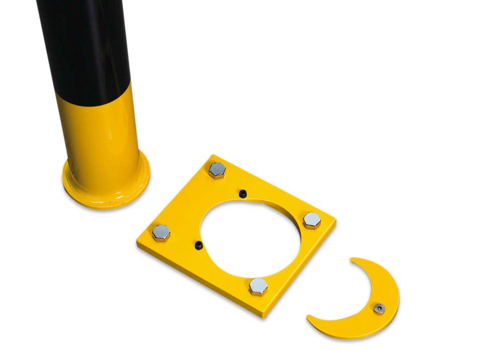 Stootbeugel, verwijderbaar, geplastificeerd, geel/zwart, ankerpluggen, 350 x 750 mm - 2