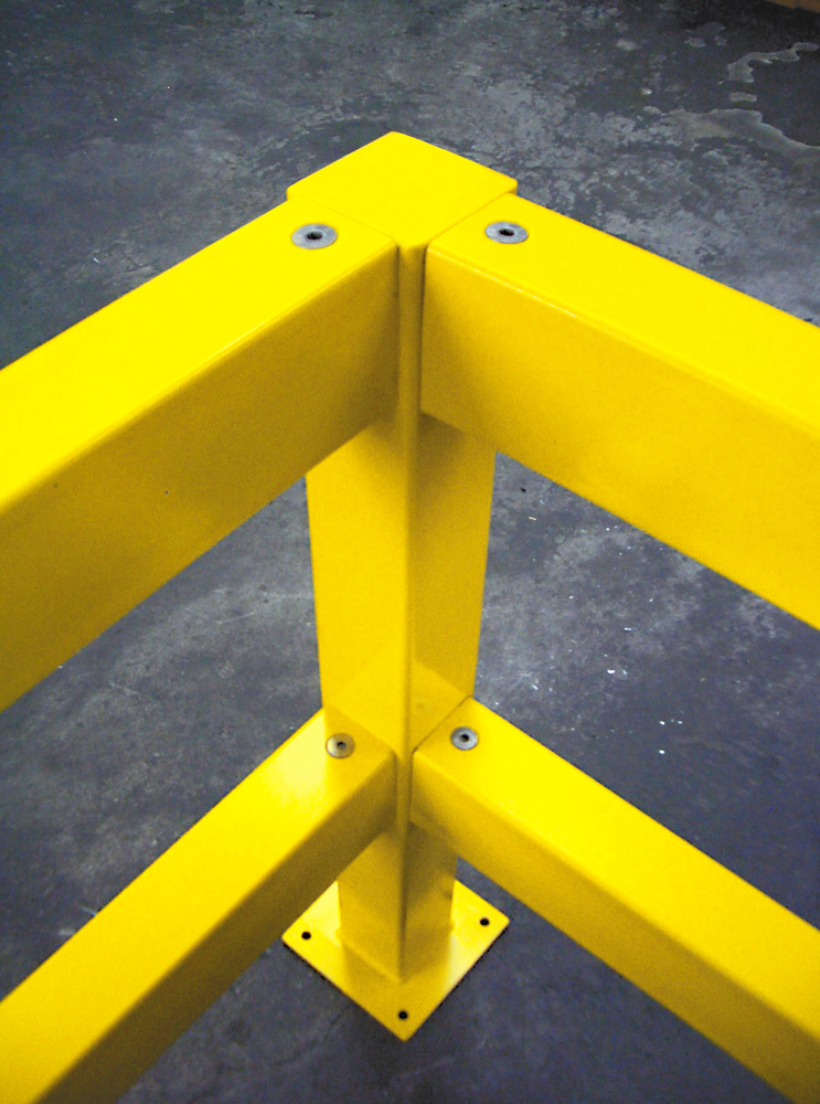 Lisse pour barrière de protection, revêtem. plast. jaune, à cheviller, vis incl., 1000 mm - 3