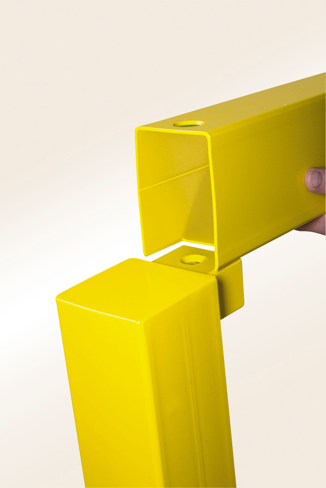 Lisse pour barrière de protection, revêtem. plast. jaune, à cheviller, vis incl., 1000 mm - 2