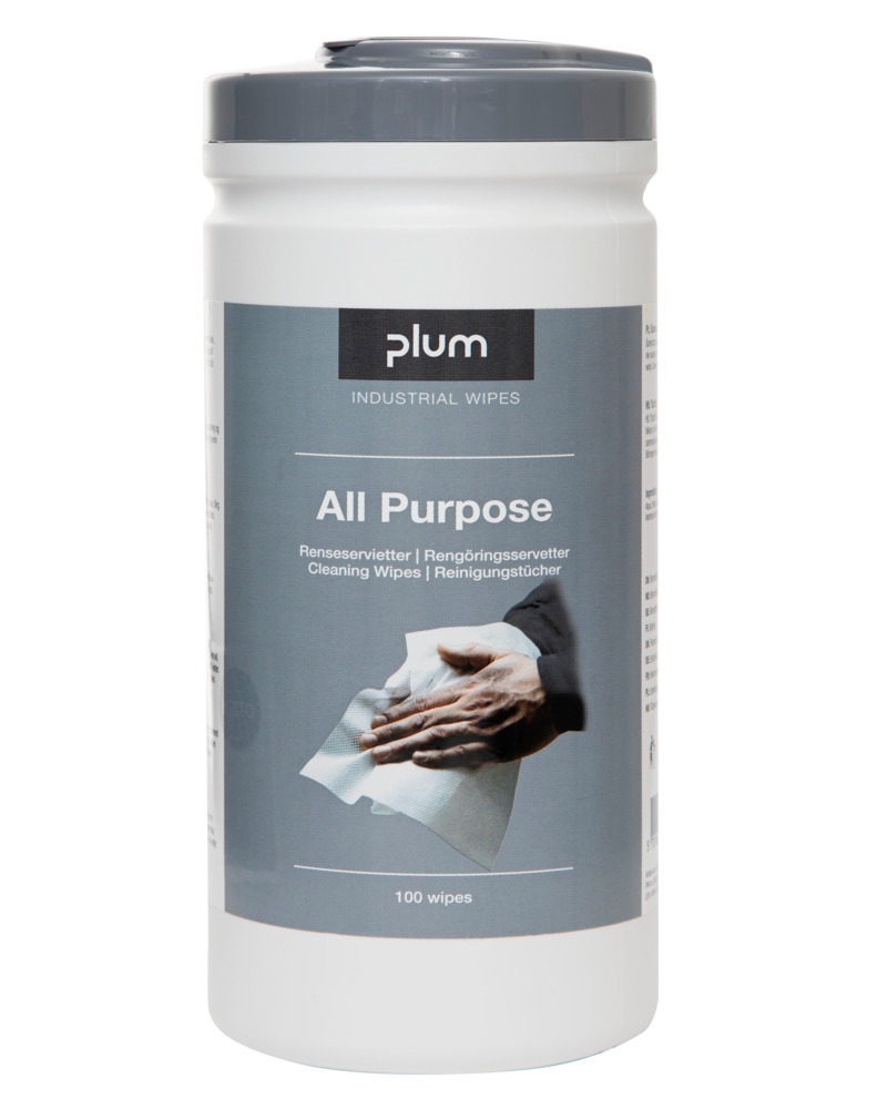 PLUM moist cleaning cloths All Purpose, lint-free, 6 dispenser boxes each with 100 cloths - 1