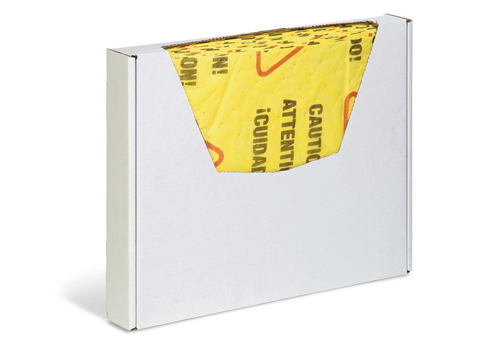 Caution Absorbent Pads - 5 boxes of 25 pads each - YPZ25S-BX - 1