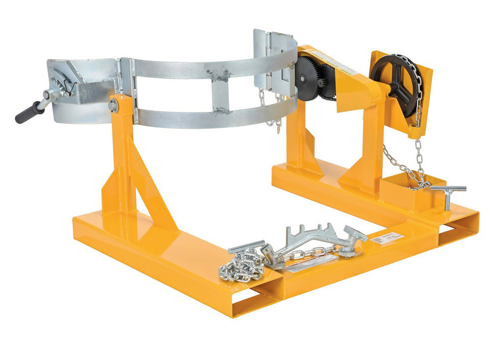 Fork Mounted Drum Carrier/Rotator - 15 Foot Pull Chain Rotation, 1500 lbs - 4