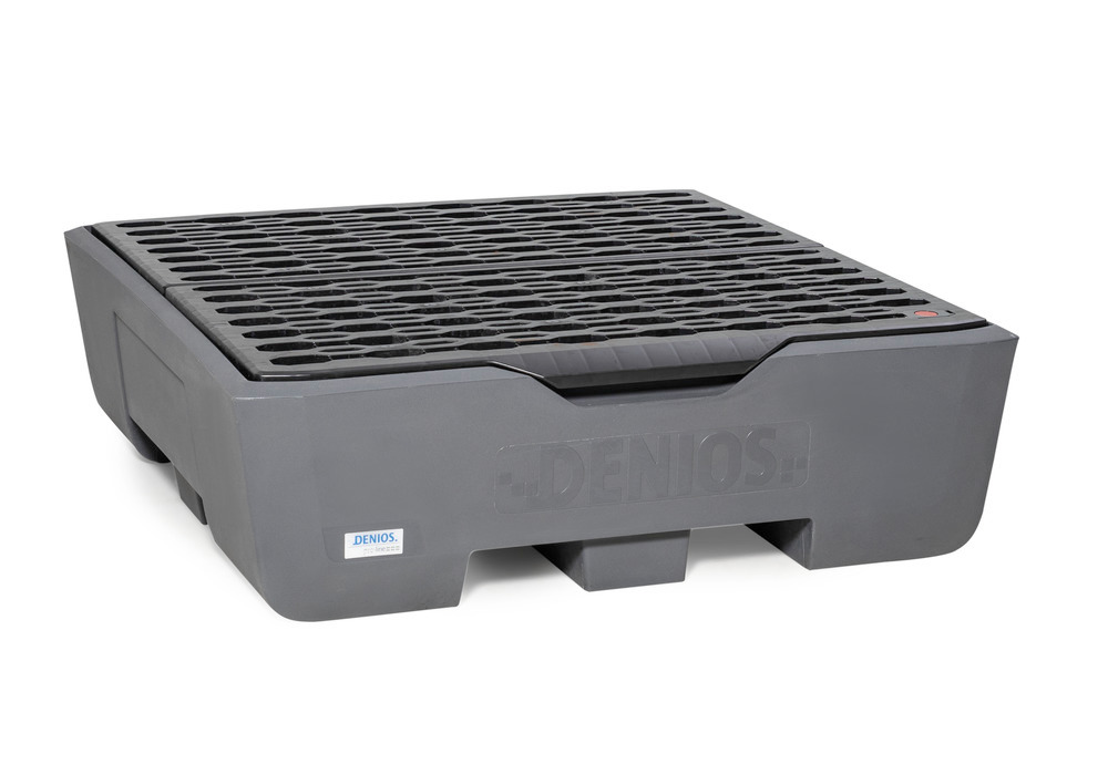 Spill pallet pro-line in polyethylene (PE) for 4 drums, with grid and leak indicator